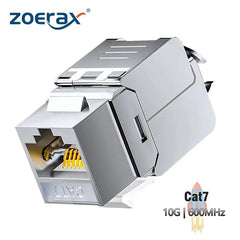 ZOERAX Cat6a Cat7 Keystone Jack Cat7 RJ45 STP Toolless Type Zinc Alloy Module Adapter Coupler Plugs for 22 to 26 AWG