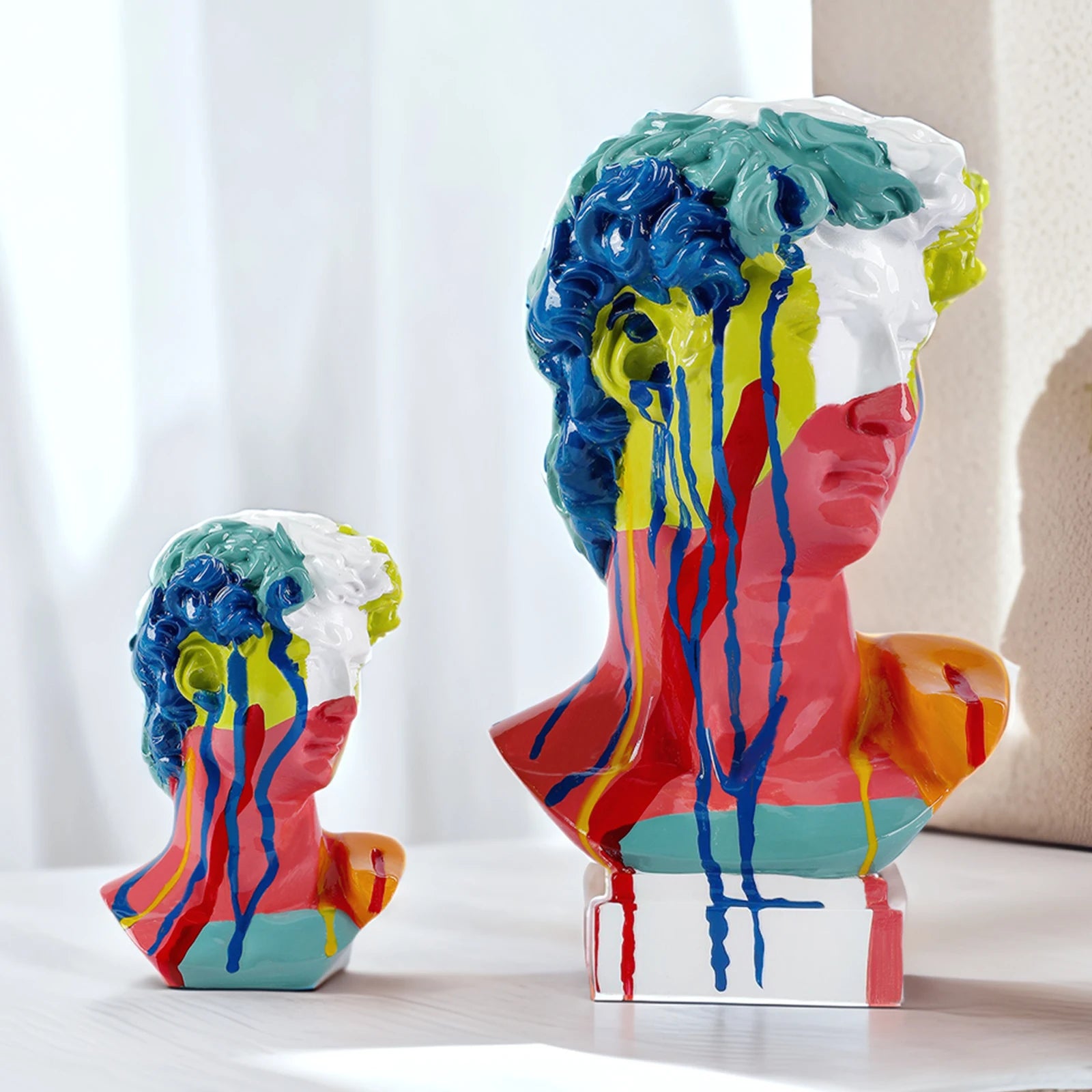 European home decor, David head resin statues, modern abstract art bust sculpture, practical sketch art
