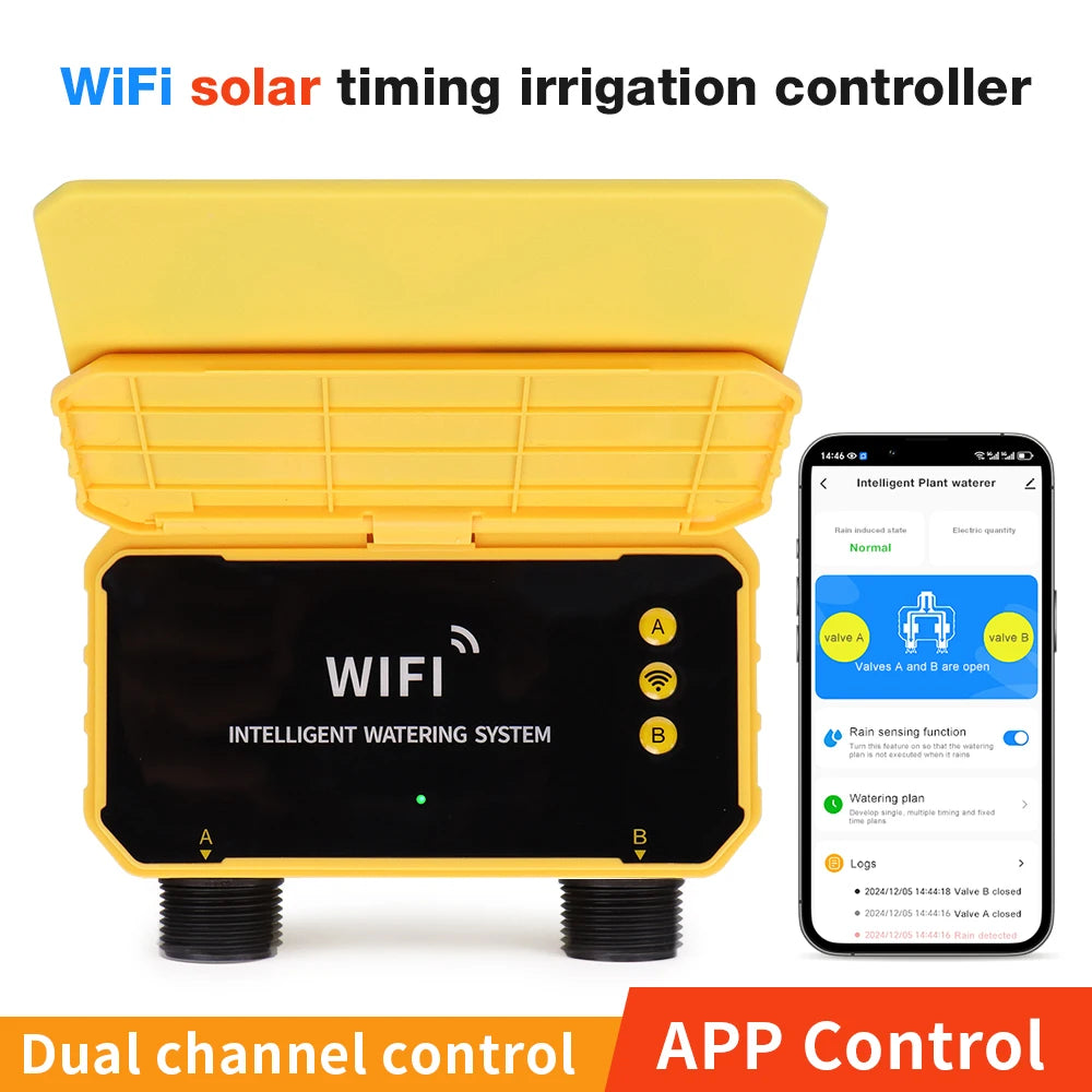 Contrôleur de Synchronisation d'Irrigation Solaire, Système existent Intelligent pour Jardin, Valve avec Capteur de Pluie, WIFI