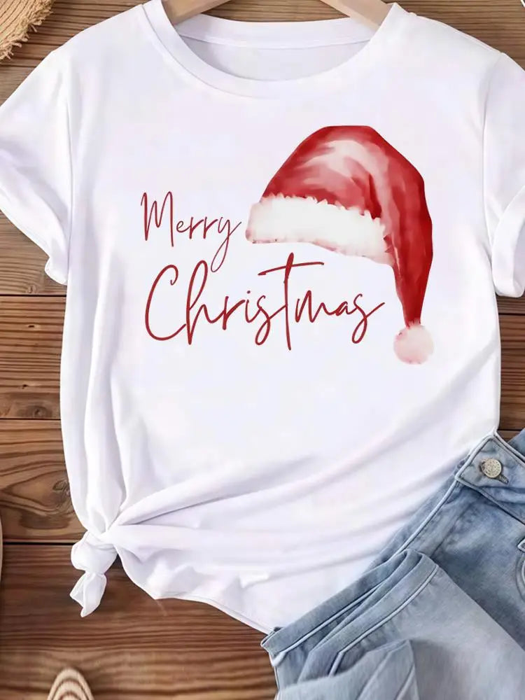 Vêtements de noël vacances imprimé mode nouvel an femmes T-shirts aquarelle arbre mignon haut joyeux T-shirts vêtements graphiques T-shirts