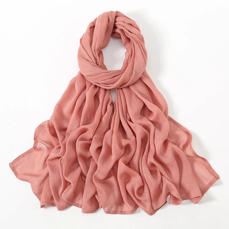 Ramadan Solid Color Plus Size Cotton Rayon Hijab Scarf Women's Muslim Headscarf Wraps Shawls Muslim Women's Headband Islamic Turban
