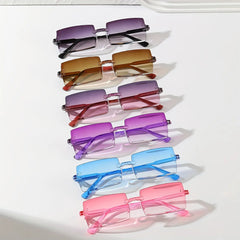 Lunettes de soleil rectangulaires pour femmes et hommes, 6 pièces, mignonnes, couleur bonbon, nuances décoratives, UV400