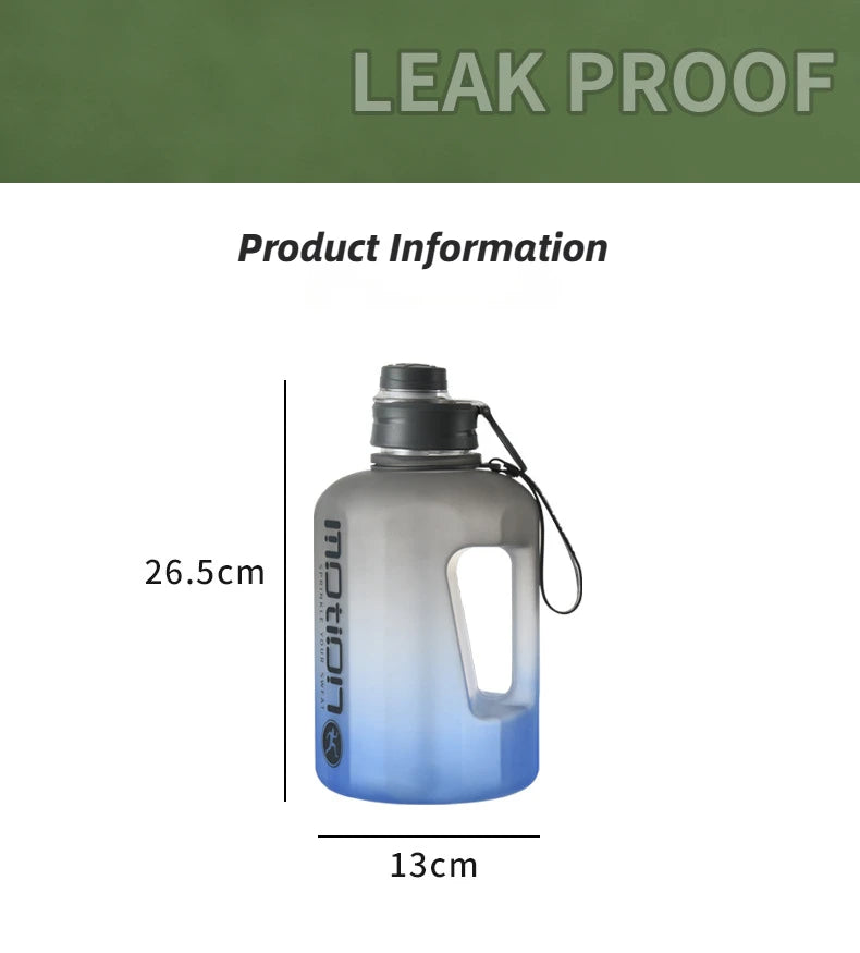 Bouteille d'eau de sport de grande capacité fecL, bouilloire de fitness en plein air, tasse d'eau en plastique nickel é, grand baril à souder portable pour étudiants