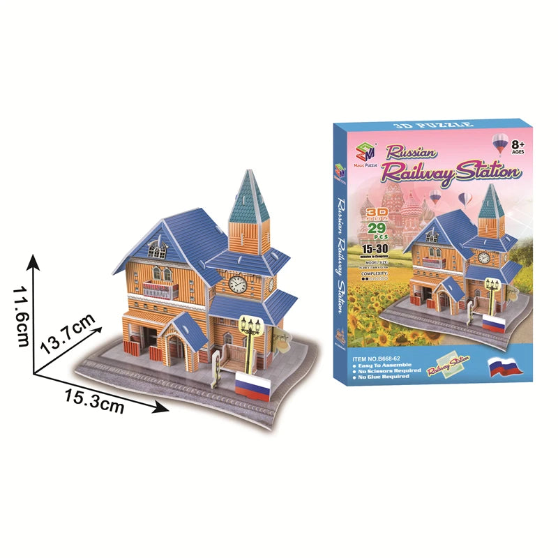 Jouets éducatifs Puzzles 3D jouets enfants développement intellectuel mondes Construction de bâtiments célèbres Puzzles 3D jouet