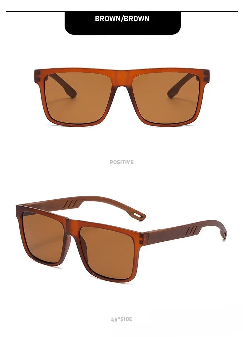 Lunettes de soleil en bois de bambou pour hommes et femmes, Vintage, Protection UV400, unisexe, monture carrée, nuances de conduite