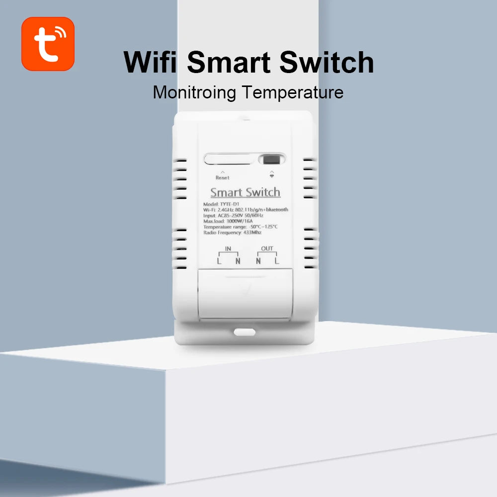 Tuya – capteur de température Intelligent Wifi 16A, 3000W, interrupteur de commande Intelligent, relais de surveillance étanche, sonde de Thermostat de synchronisation