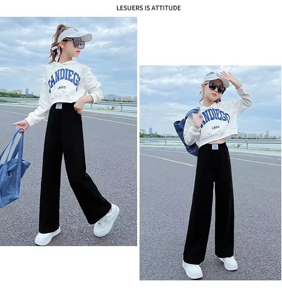 Pantalons à jambes larges pour filles, en velours côtelé, décontractés, à jambes droites, tendance, pantalons longs amincissants, nouvelle collection printemps et automne
