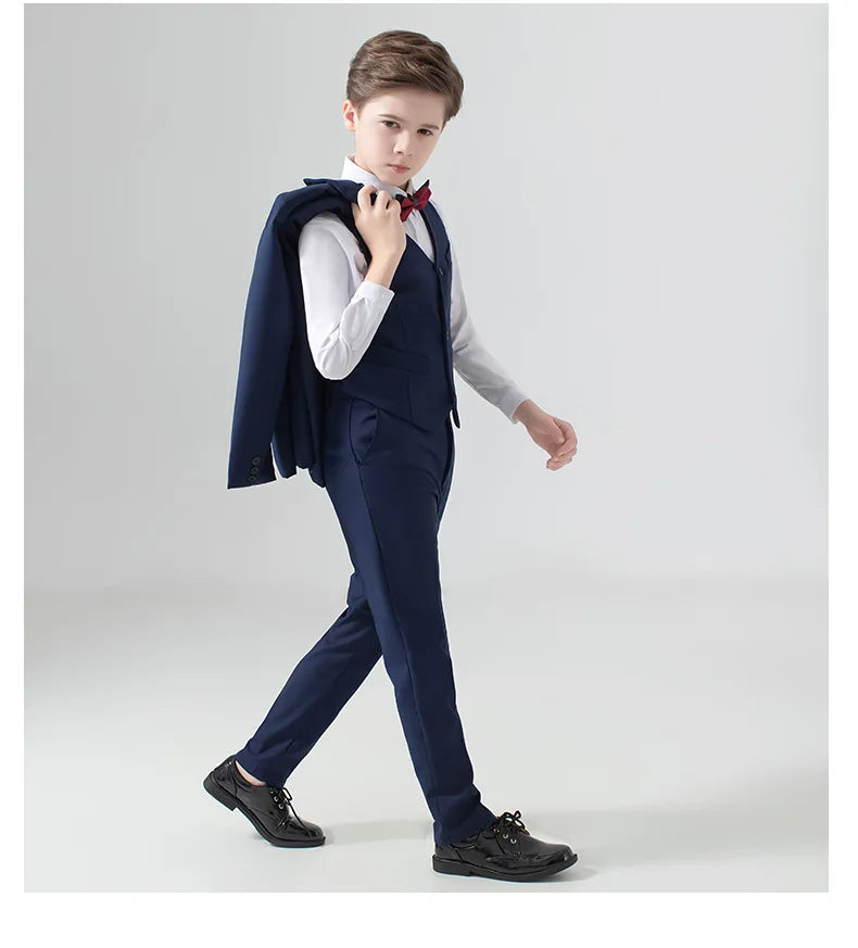 Children's Wedding Show Suit, Formal Suit, Blazer, Jacket, Pants, Bow Tie, 3 Pieces