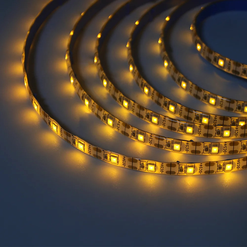 5V SMD 2835 USB LED Strip Light, 60 LEDs/m, Flexible Tape, TV Backlight, 1M 2M 3M 5M, LED String Lights, Room Decoration