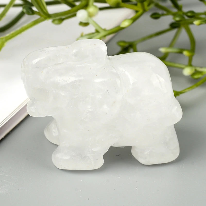 Figurine d'éléphant en pierre précieuse sculptée à la main, pierre naturelle, améthyste, mini statue d'animal, méditation de chakra d'artisanat en cristal, décoration d'intérieur