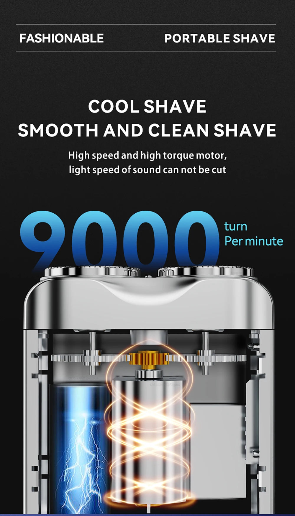 Rasoir électrique hommes tondeuse à barbe utilisation sèche et humide double lames rasoir USB Rechargeable Mini Portable visage barbe rasoir pour voyage à la maison