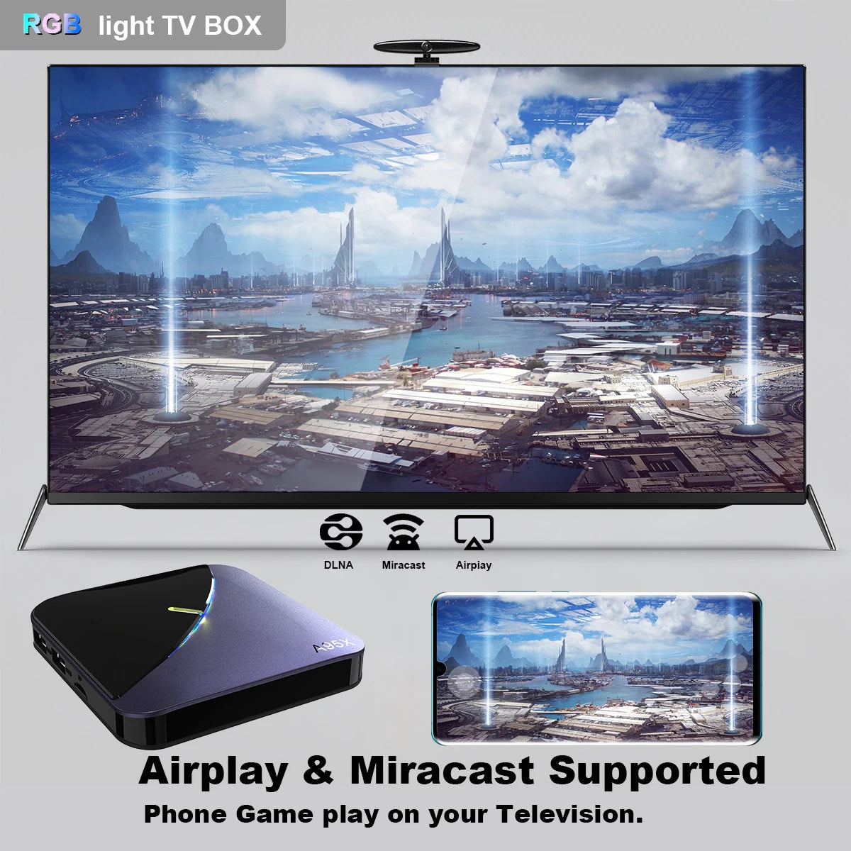 Boîtier Smart TV Android 11, A95X F3AirII, Amlogic S905Y4 BTpig, 4 Go RAM, 64 Go ROM, 4K, Vidéo RGB Light, 2024G, 5G, Touriste, Wifi, Décodeur Dean, 2.4