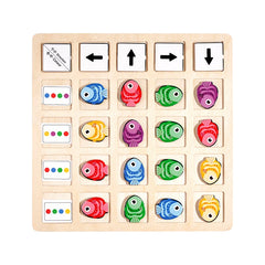 Jouets Montessori en bois pour enfants, entraînement à la pensée logique, Direction, Cognition des couleurs, jeu de société de combat éducatif