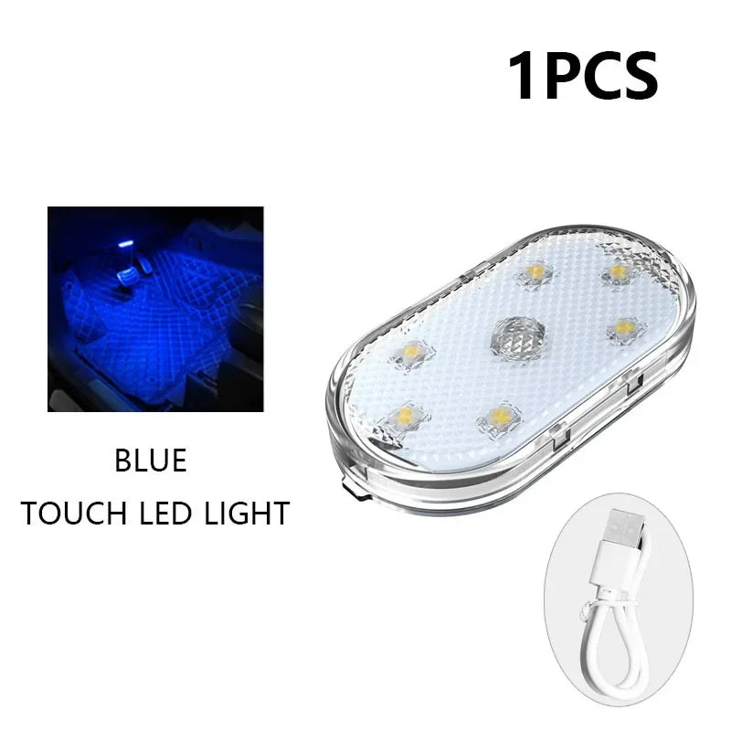 Voiture LED lumières tactiles USB capteur Rechargeable lampe de lecture Auto porte lumière toit plafonnier voiture intérieur atmosphère lampe