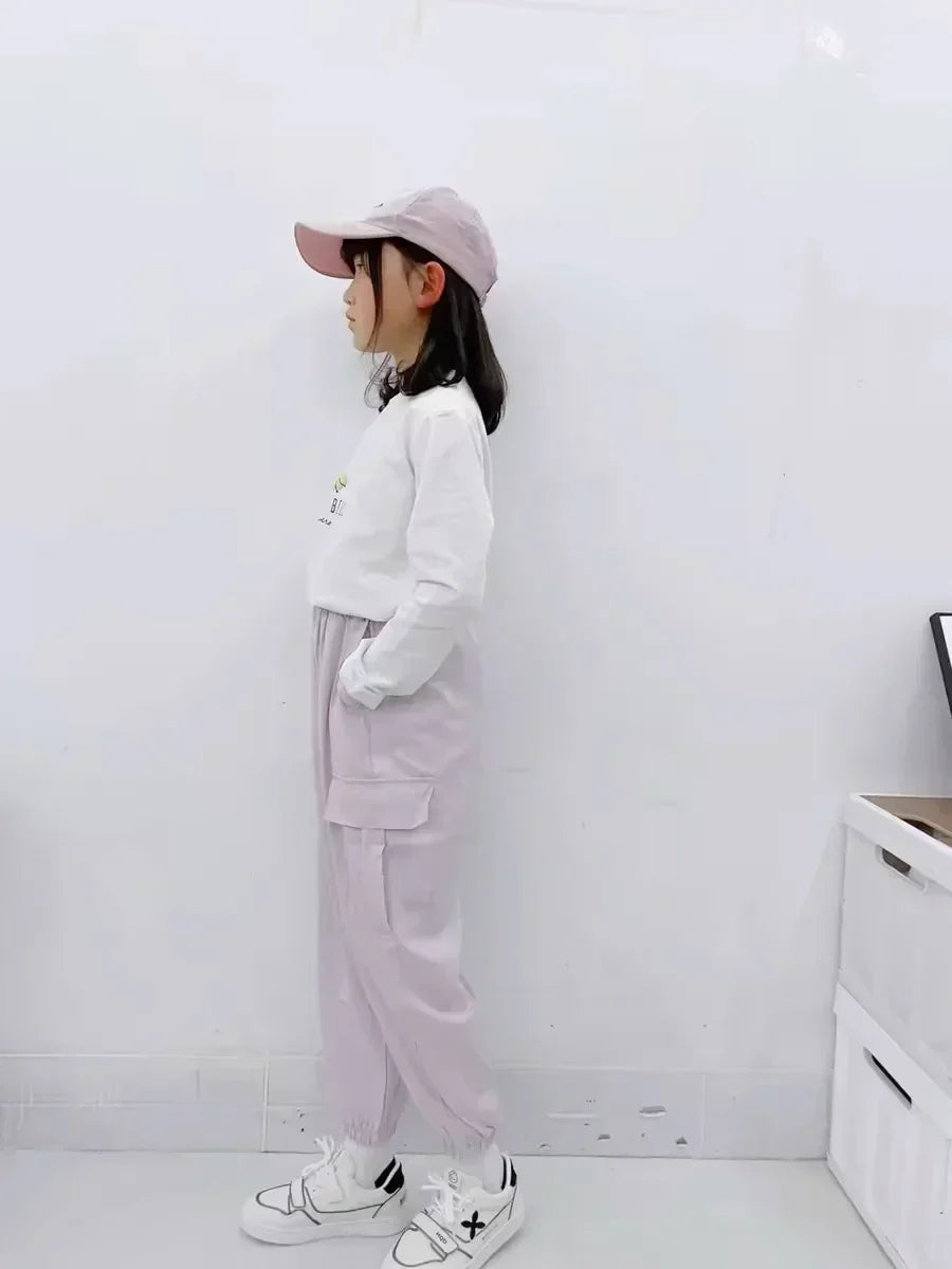 1 pièces filles vêtements pantalons filles à jambes larges enfants glace soie salopette nouveau anti-moustique pantalon sport Style vêtements porter à l'extérieur