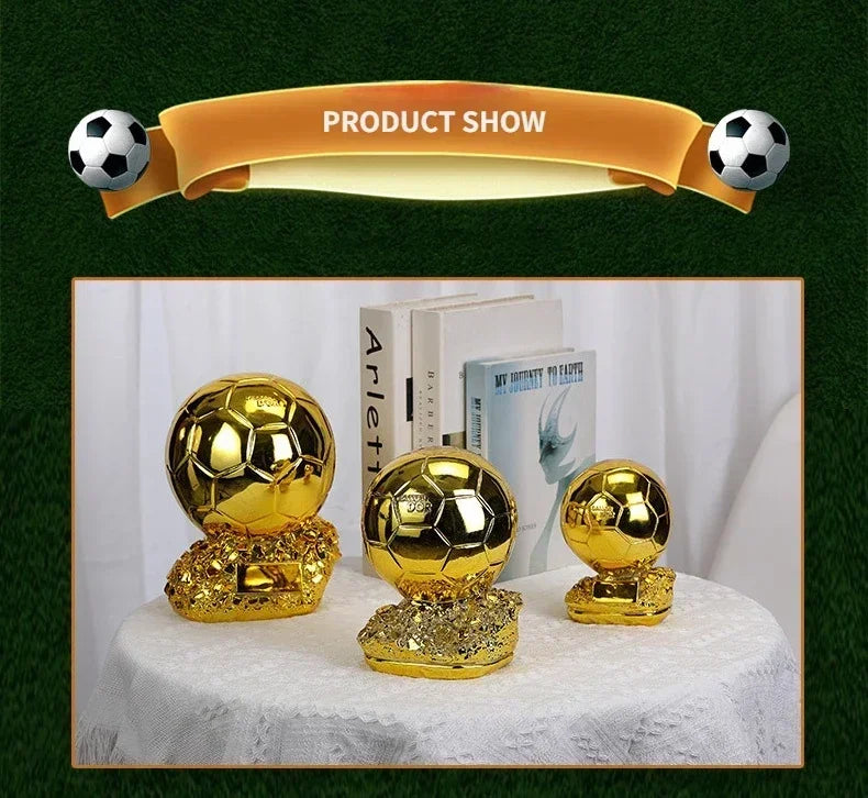 Ballon doré de Football 15/20/25cm, Excellent joueur, compétition, récompense d'honneur, trophée sphérique, cadeau, accessoires de décoration pour la maison