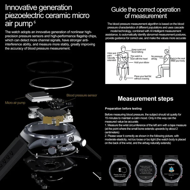 2025 santé montre intelligente NFC ECG pompe à Air pression artérielle oxygène sanguin ECG + PPG Bluetooth appel NFC montre intelligente pour hommes femmes Airbag