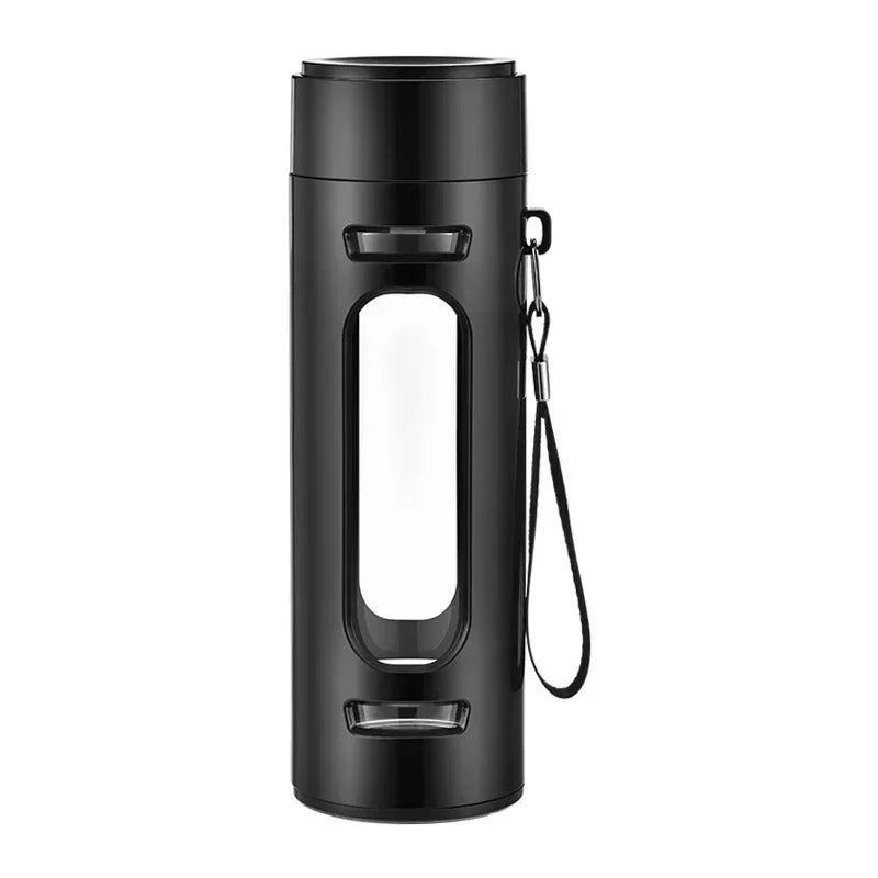 400, 600, 800, 1000ml glass bottle/cup with filter cord, plastic case, glass cup, water bottle, business gift, black/blue