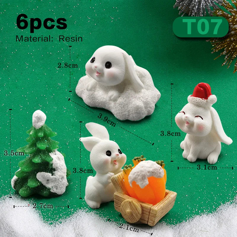 Figurine de pâques de noël, lapin blanc, carotte, bricolage, décor de chambre Kawaii, accessoires de décoration de jardin féerique miniatures modernes