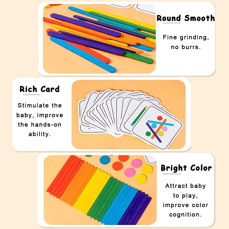 Puzzle bâton arc-en-ciel pour enfants, jouets Montessori, couleur sensorielle, pensée logique, jeux assortis, jouets éducatifs précoces en bois