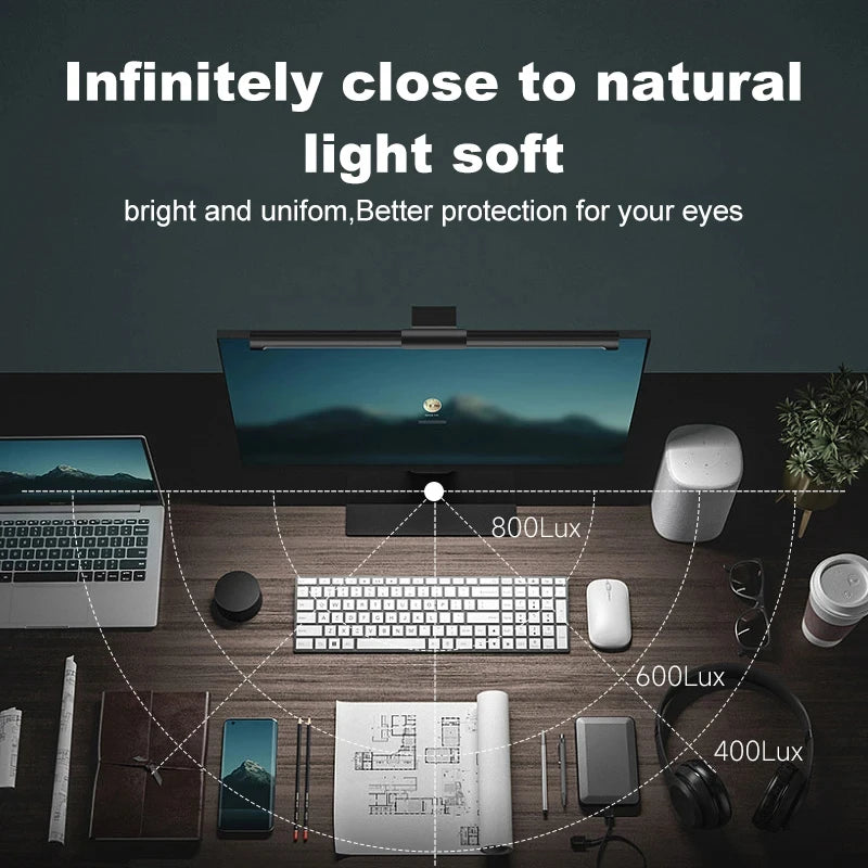 Barre lumineuse d'écran de moniteur de lampe de bureau à LED, escales informatiques RVB, lumières double face pour le travail, l'étude, la lecture, le jeu, l'éclairage de gradation