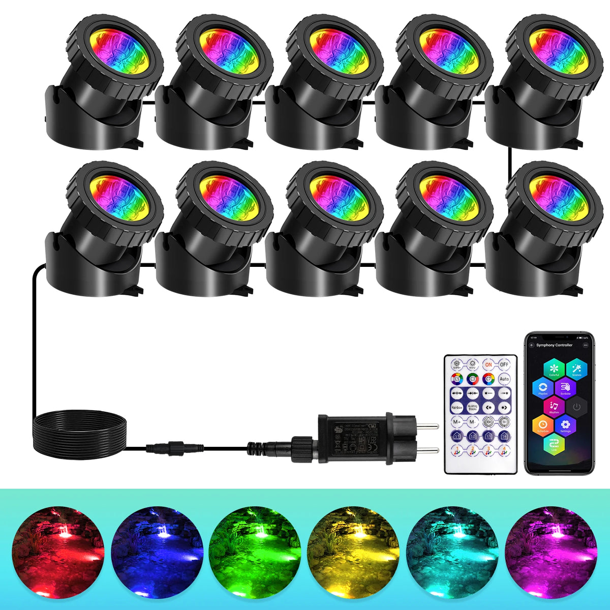 2/3/8/10 LED lumières étanche IP68 fontaine sous-marine étang Spot lumière paysage projecteur pour jardin APP télécommande