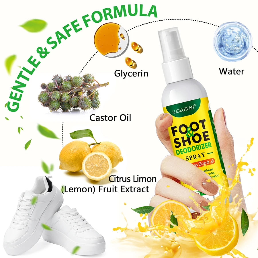 Spray désodorisant pour chaussures de pied, 100ml, parfum de citron, odeur de choc, élimination des déodorants Nemesis, antibactérien, rafraîchissant, désodorisant
