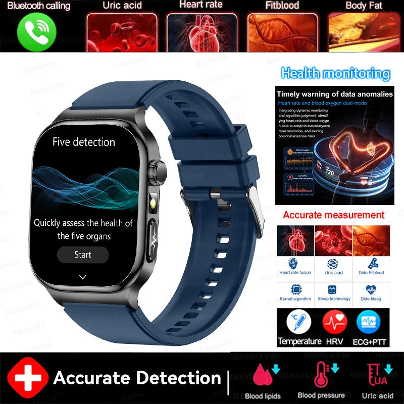 2025 nouvelle montre intelligente 2.04 pouces écran acide urique lipides sanguins composition corporelle cinq détecteurs 650mAh sport HD appel montre intelligente