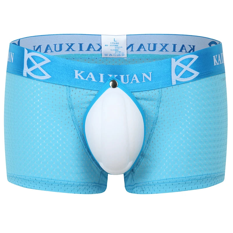 Men's underwear boxer shorts with removable front, jockstraps, and padded briefs.