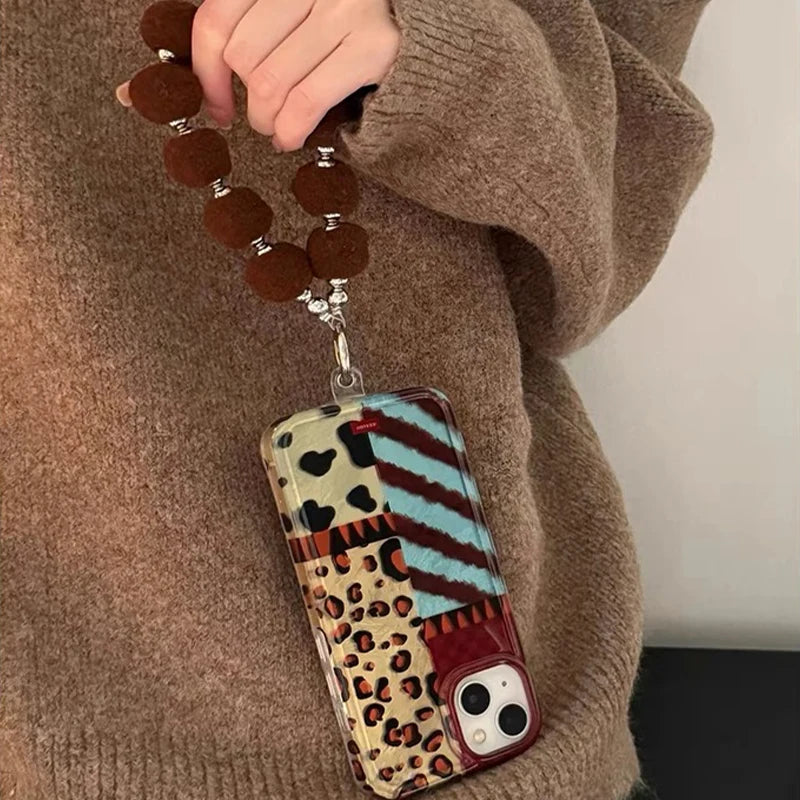 Coque vortex perforée, coque de téléphone rayée personnalisée avec chaîne pour iPhone 11 12 13 14 15 16 pro max