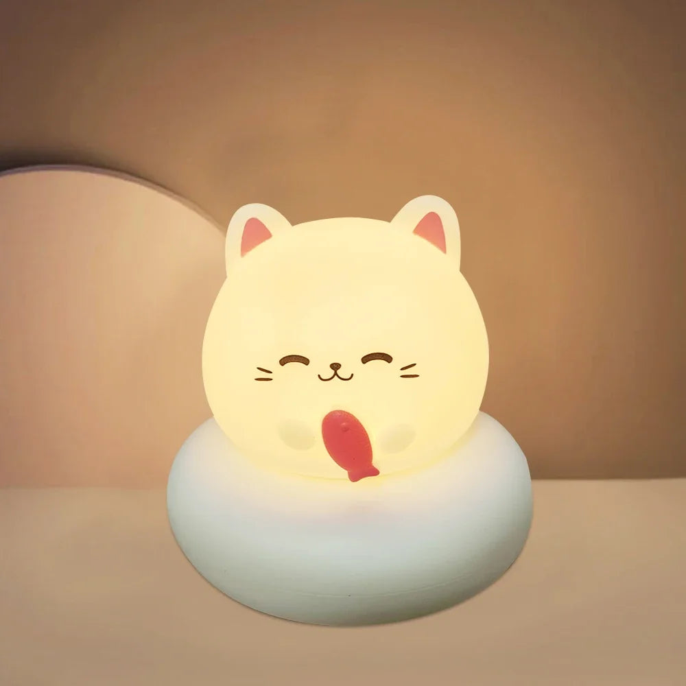 Veilleuse en forme d'animal mignon pour enfants, 3 niveaux, variable, lampe de couchage, commande tactile, veilleuse pour l'allaitement, décor pour tout-petits