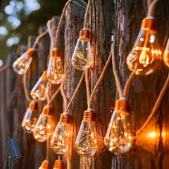 Solar-powered outdoor string lights, 7m, 16 bulbs, waterproof garden lights for patio, fence, path, yard, porch, railing, bar, Christmas decoration