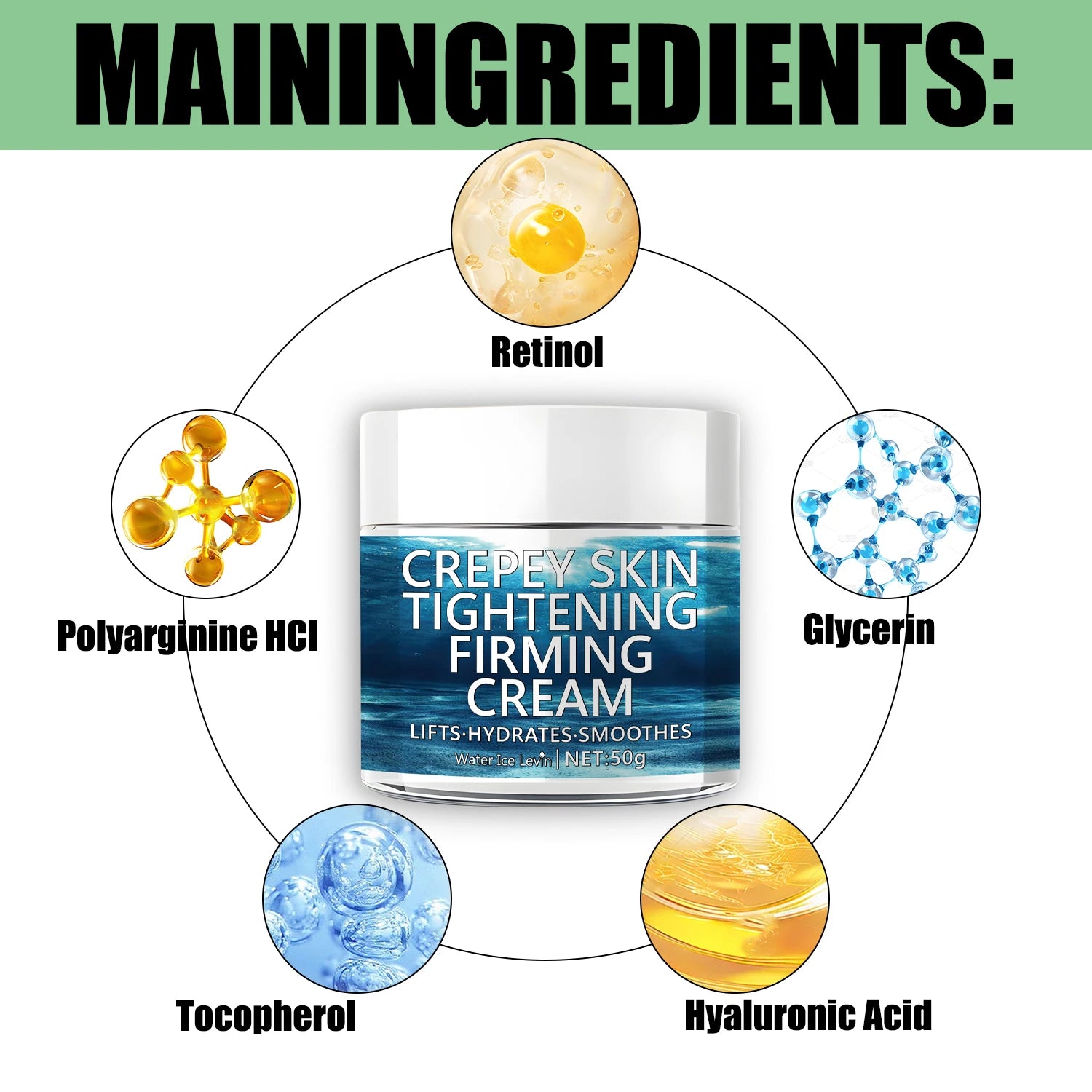 Crème raffermissante au rétinol, 50g, Lifting du cou, Anti-âge, Anti-rides, crème de nuit hydratante pour le visage, soins pour la peau du corps