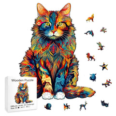Puzzle en bois en forme d'animal irrégulier pour chat, jouet de haute difficulté, anniversaire, Noël, document proxy