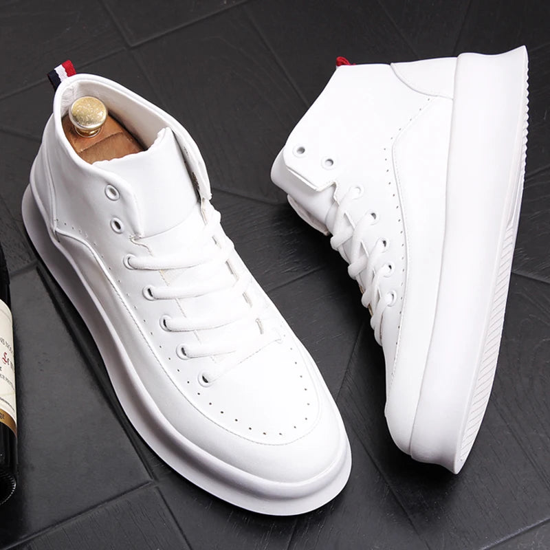 Marque designer hommes bottes rouge blanc chaussures en cuir de vache beaux appartements chaussure plate-forme botte cheville botas masculinas chaussures homme