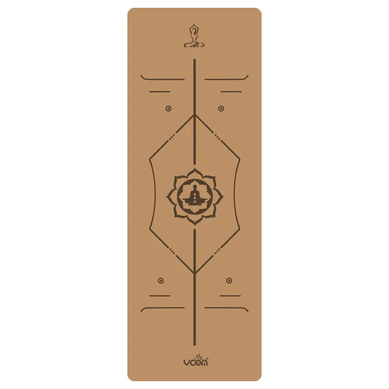 2025 Nouveau tapis de yoga de luxe en liège et caoutchouc naturel avec lignes d'alignement gravées au laser - Absorption des chocs, antidérapant, réduction du bruit