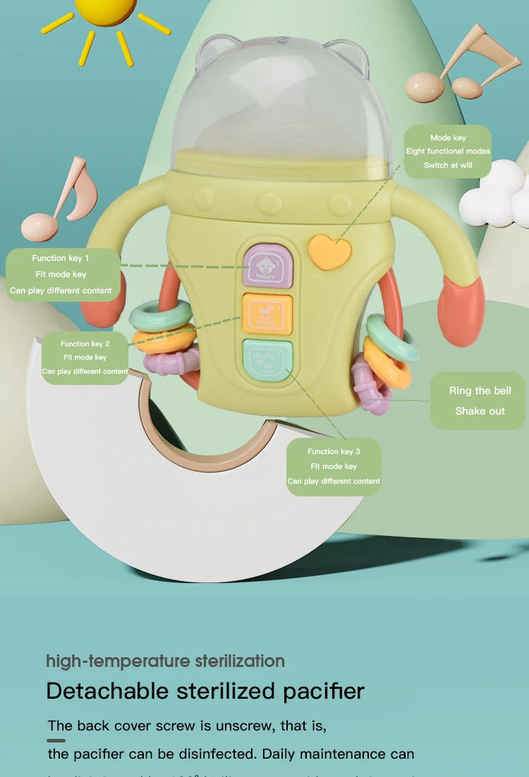 Hochet pour bébé, jouet d'apprentissage sensoriel Musical avec musique et lumières, sucette de dentition pour tout-petits, garçons et filles, cadeaux 0-24M