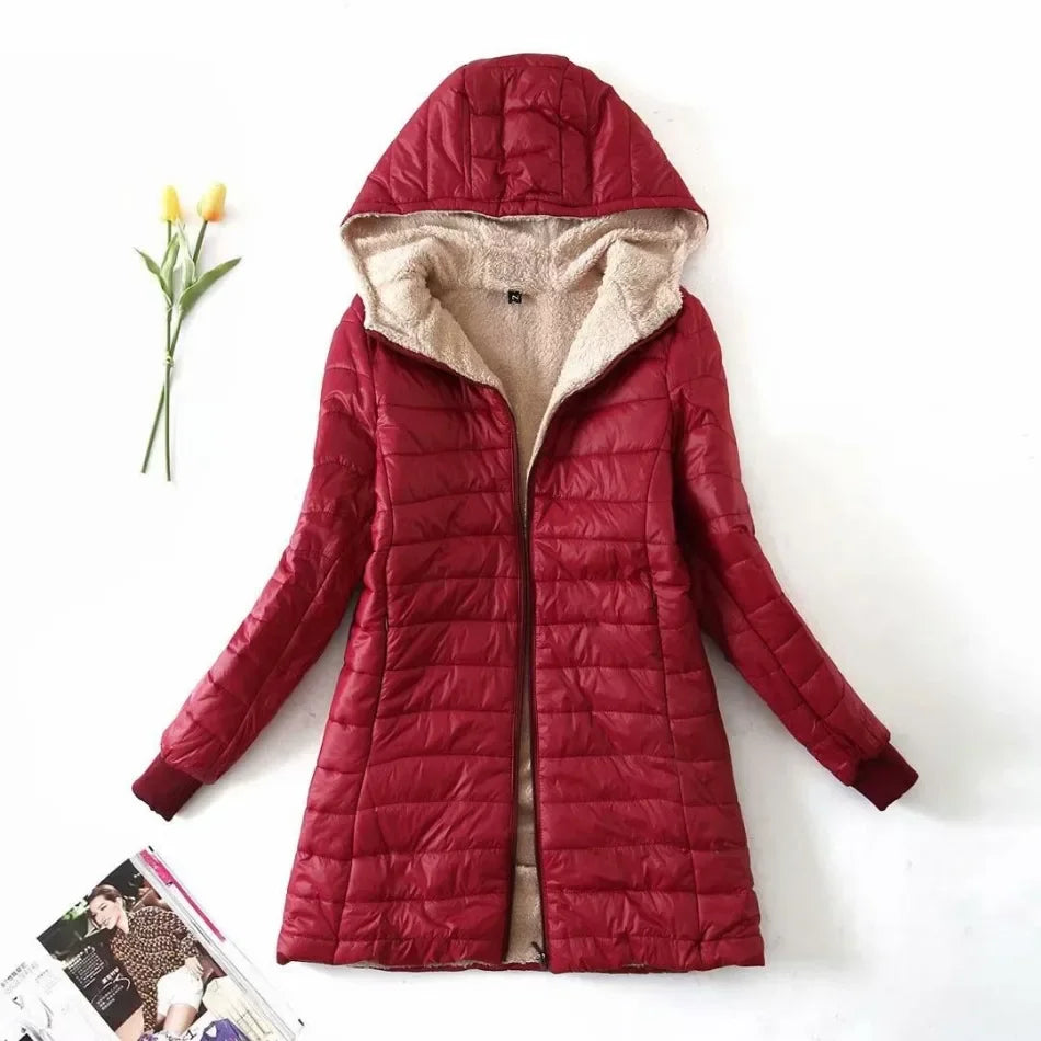 Nouveau en automne hiver manteau femme mode coréenne édition élégante à capuche droite Parkas chaud flanelle vestes pour femmes vêtements