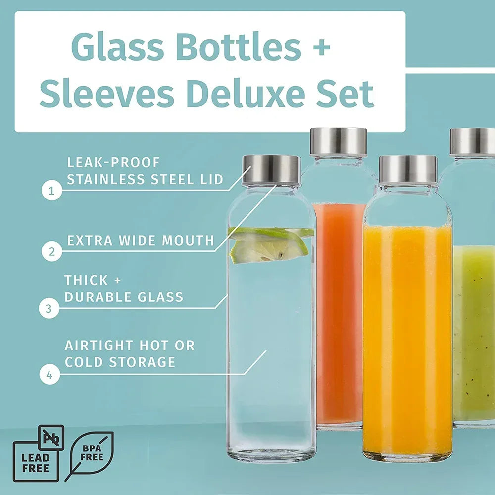 Bouteille d'eau en verre de 280ml/360ml/550ml, bouteille de Sport résistante aux hautes températures avec sac de protection, bouteille de boisson de voyage sans BPA