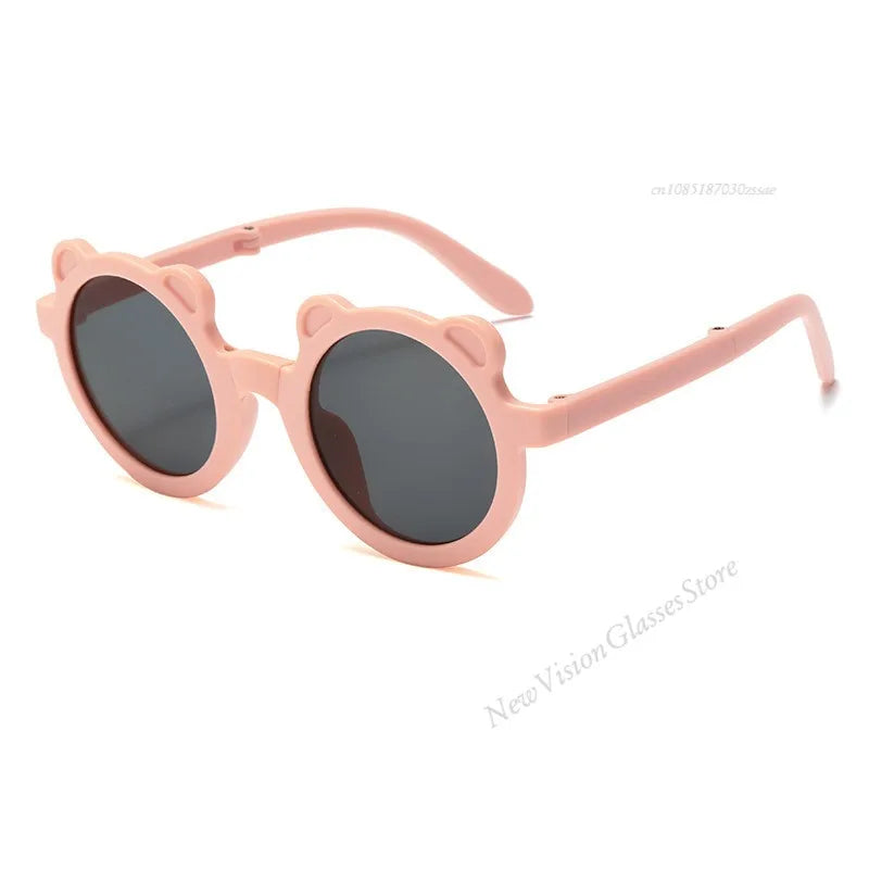Mignon petit ours pliant enfants lunettes de soleil garçons filles Protection solaire lunettes de soleil mode bébé Protection UV lunettes pour enfants