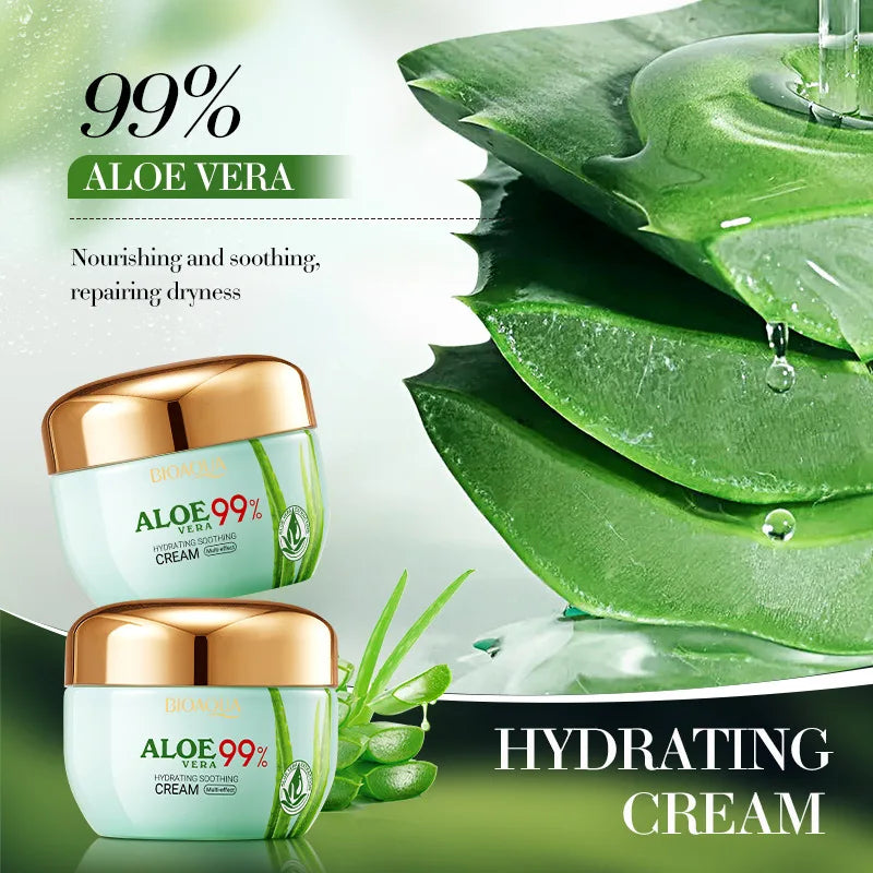 2 pièces/kit BIOAQUA Aloe Vera ensembles de soins de la peau crème pour les yeux du visage hydratant raffermissant crèmes à l'aloe vera ensemble de soins de la peau du visage