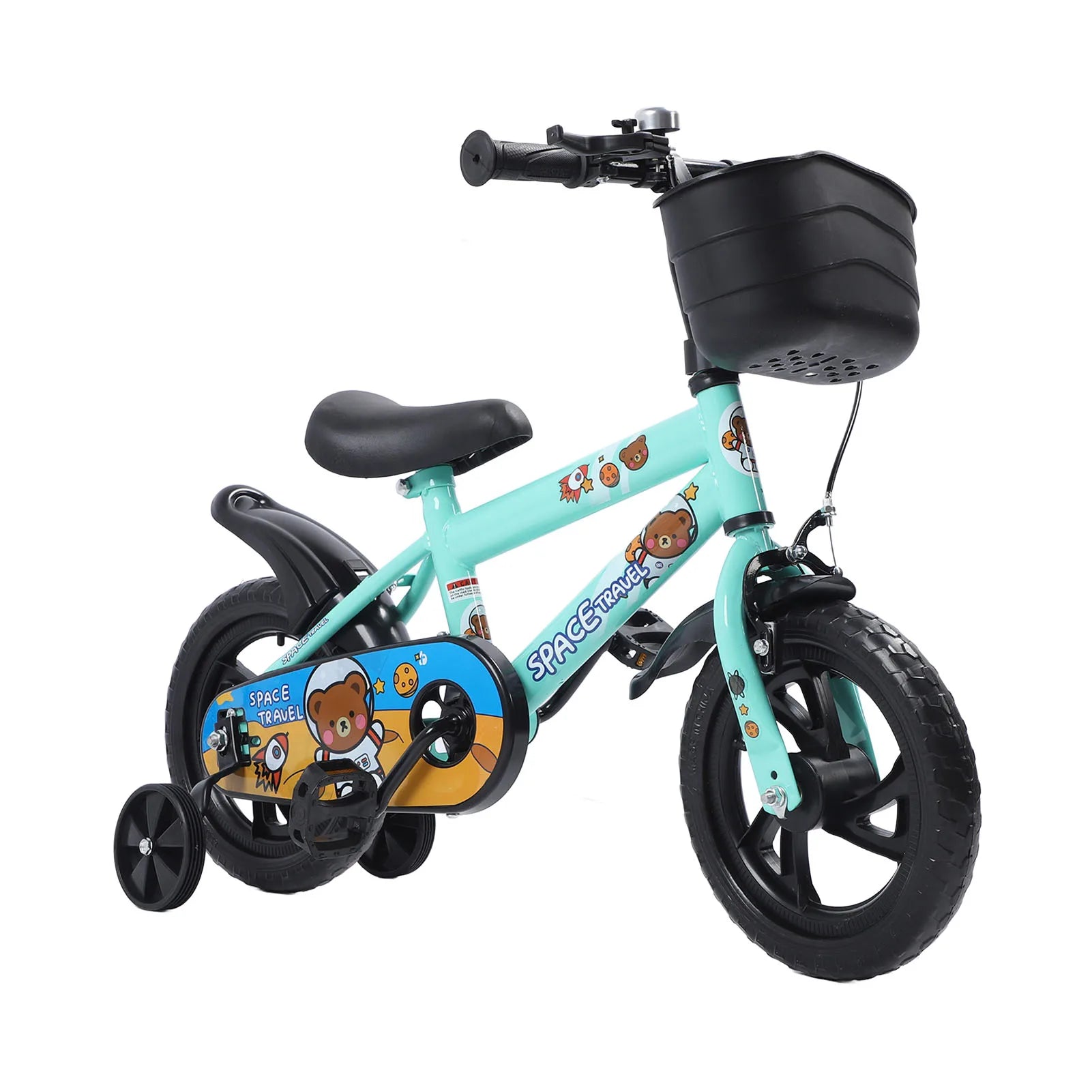 12-inch children's bicycle, stable ride, high-carbon steel frame, baby bike with training wheels for children aged 2 to 6 years