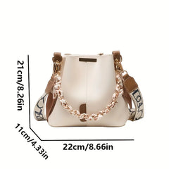 Sac à bandoulière pour femmes, nouvelle mode, grande capacité, sac seau avec chaîne en ruban, sac à bandoulière pour les déplacements quotidiens