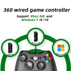 Le contrôleur de jeu filaire 360 prend en charge Xbox 360 et Windows 7/8/10, avec moteur intégré, plusieurs couleurs au choix