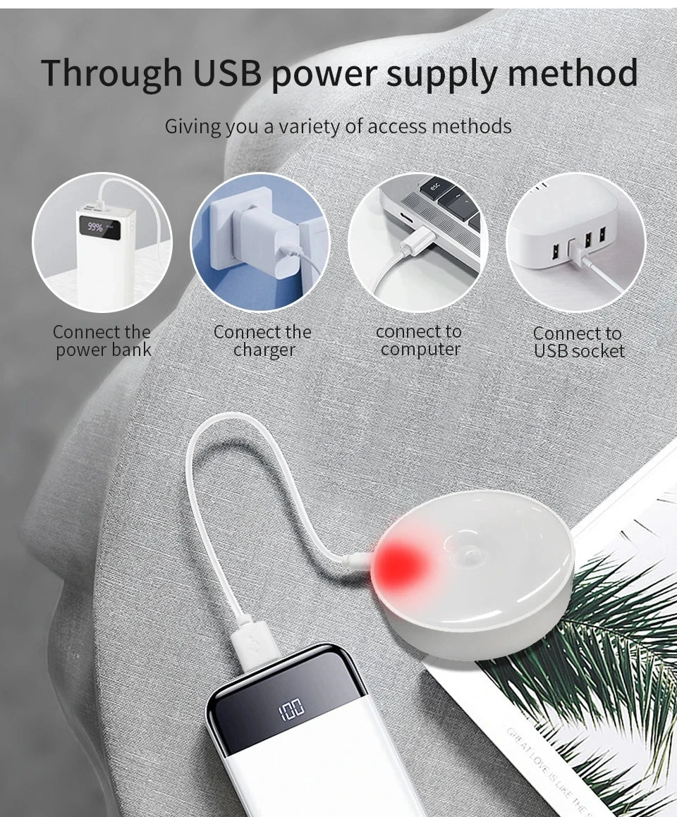 Lampe intelligente avec détecteur de mouvement, Rechargeable par Usb, lumière blanche chaude pour cuisine, escaliers, couloir, placard, chambre à coucher