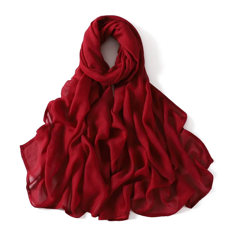 Ramadan Solid Color Plus Size Cotton Rayon Hijab Scarf Women's Muslim Headscarf Wraps Shawls Muslim Women's Headband Islamic Turban