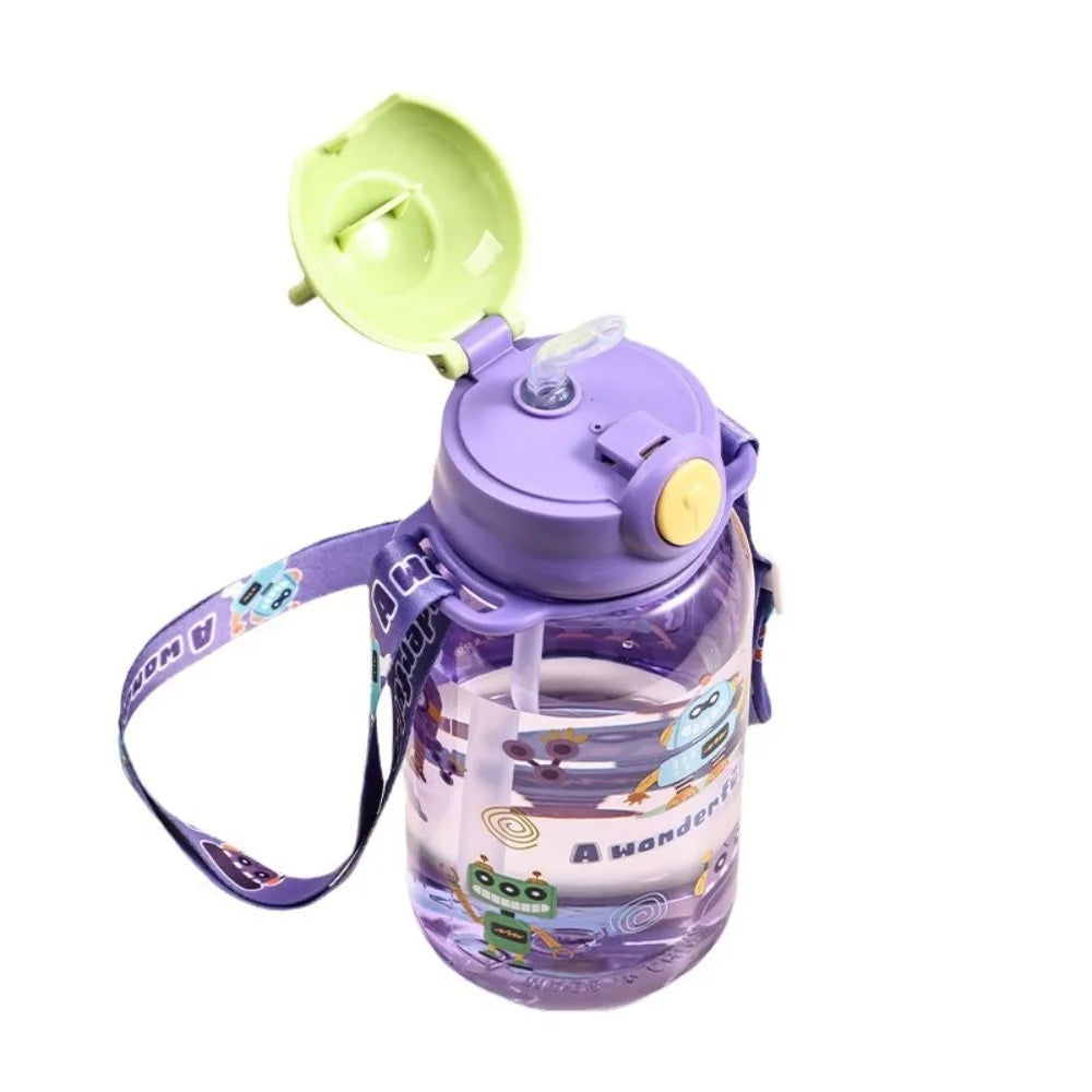 Bouteille d'Eau Portable de 650ml avec Paille pour Enfant, Sans BPA, Étanche, pour l'Extérieur