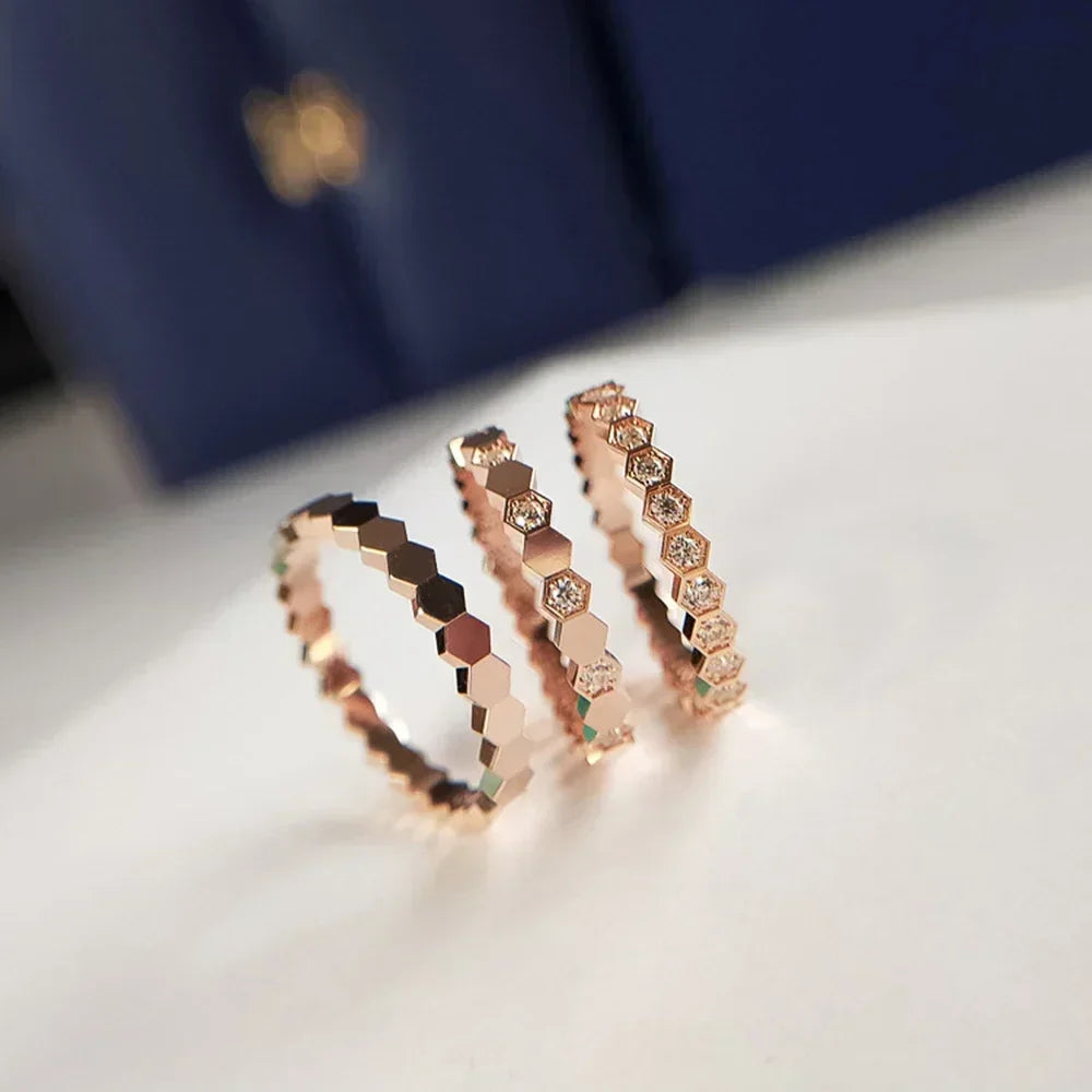 Bagues de fiançailles pour femmes, Design Simple, à la mode, pour mariage, couleur or Rose/argent, bijoux