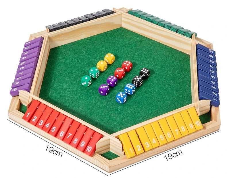 Six-sided flipping game, wooden number game, dice game in a box - parent-child board game, bar party game, leisure game