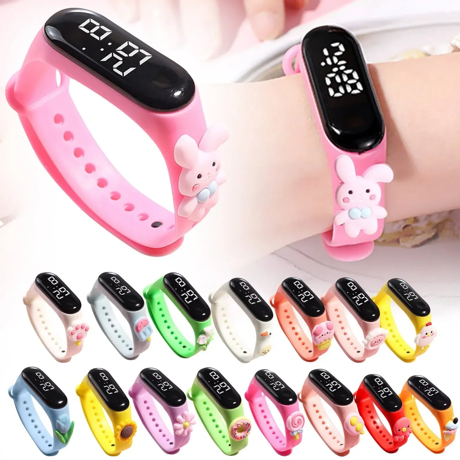 Montre numérique en silicone pour enfants, montres de sport pour enfants, montres électroniques pour filles, montre-bracelet de dessin animé LED, mode